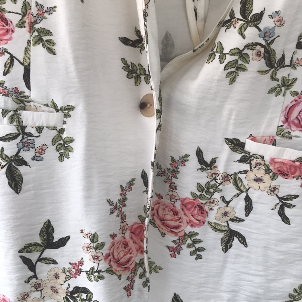 Lauren Conrad Spring Floral Light Cream Blazer One Button Closure size Large - Picture 4 of 7